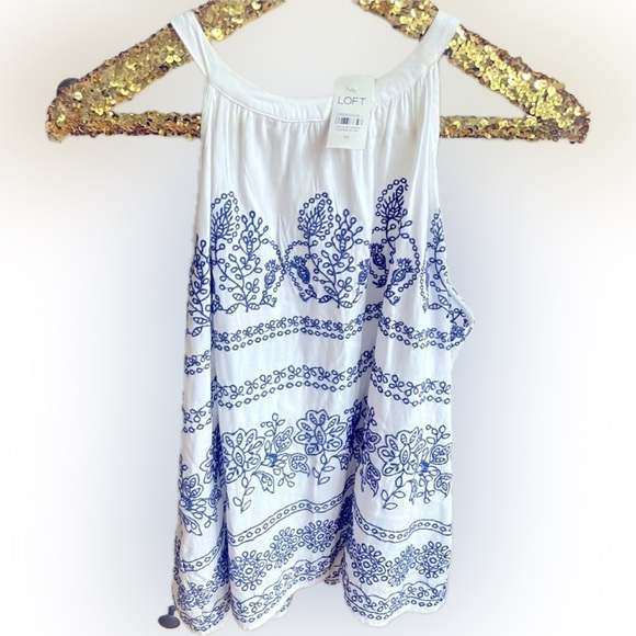 LOFT Tops - LOFT embroidered mockneck blouse NWT
